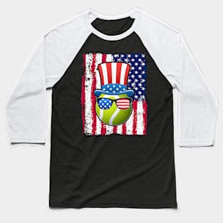 Tennis Ball American Flag 4th of July Funny Gift Baseball T-Shirt